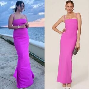 Solace London Riley Long Gown Purple Crepe Dress Sleeveless Square Neckline 12